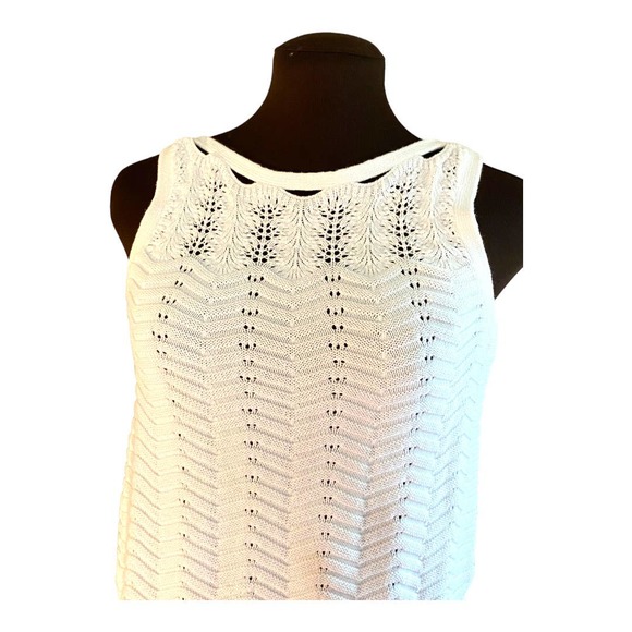 Lilly Pulitzer Brooklyn Sweater tank white fringe cutouts sleeveless cro… - Picture 2 of 10